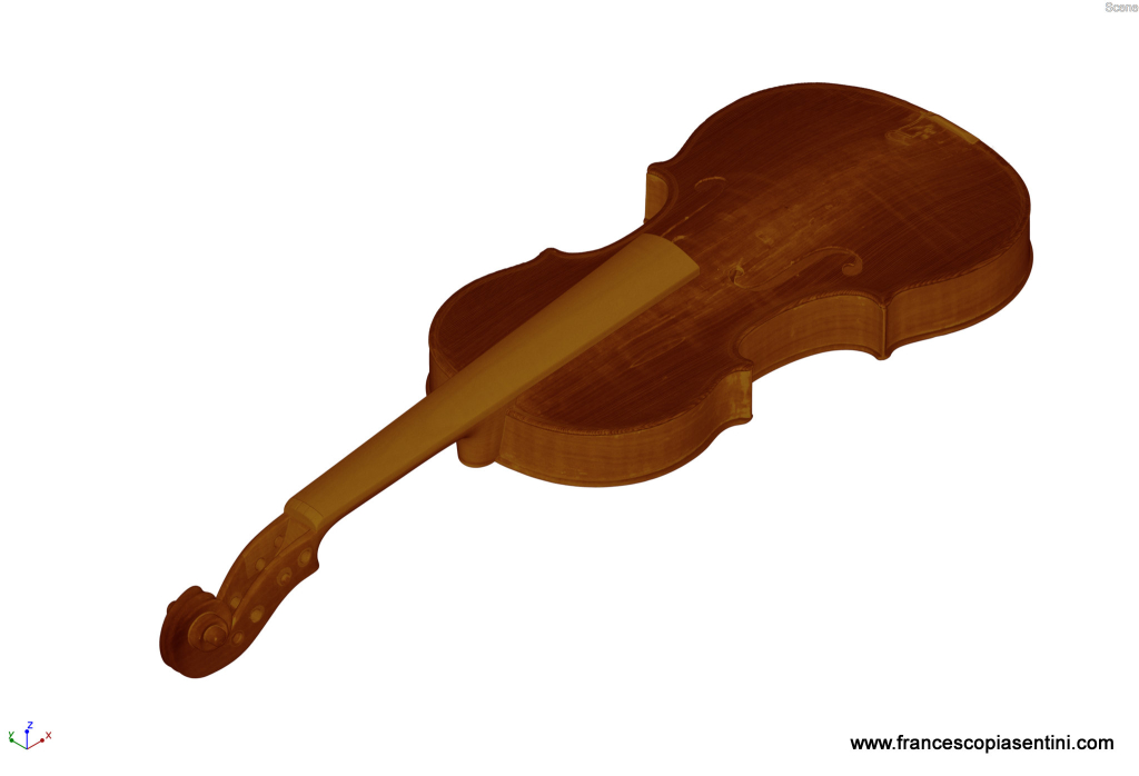 3D rendering of a Rogeri Workshop's violin taken at Sideius by Francesco Piasentini